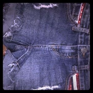 Blue Jean shorts with red,white,and blue pockets!!